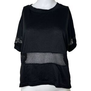 Brandy Melville Short Sleeve Mesh Cut Out Shirt Black Small